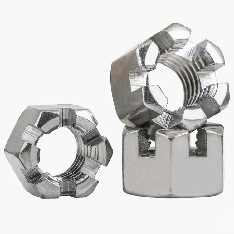 Plain Finish Fine Tooth Blossom Nut Din935 Extra Large Outer Hexagonal Slotted Nuts