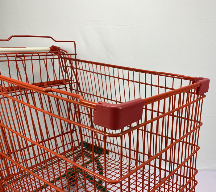 210L German Type Warehouse Shopping Trolley Cart Red And Green With 5 Inch PU Wheels