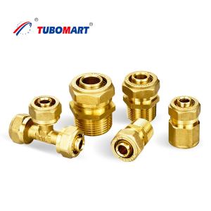 China Brass Pex Compression Fittings For Pex Multilayer Water Pipe ISO 9001/9002 factory