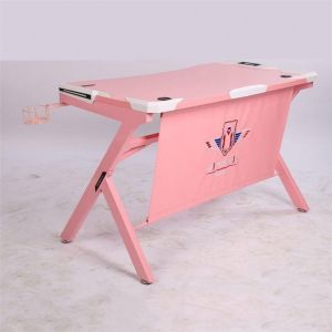 China Pink Ergonomic PS4 Gaming Desk MDF Surface Steel Alloy Frame on sale
