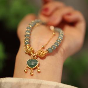 China Luxury Hotan Jade Safety Clasp Pendant Women Bracelet Jewelry Natural Freshwater Pearl Myanmar Jade Bracelet For Women Fashion Jewelry Jade Handcarved factory