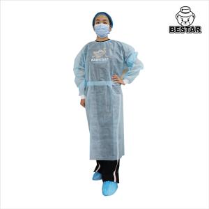 China Level 2 SPP PE 35gsm Plus Size Disposable Surgeon Gown With Knitted Cuff factory