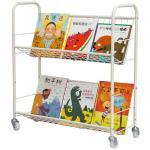 Mobile Three Storey 10kg Loading Steel Book Rack With Wheels