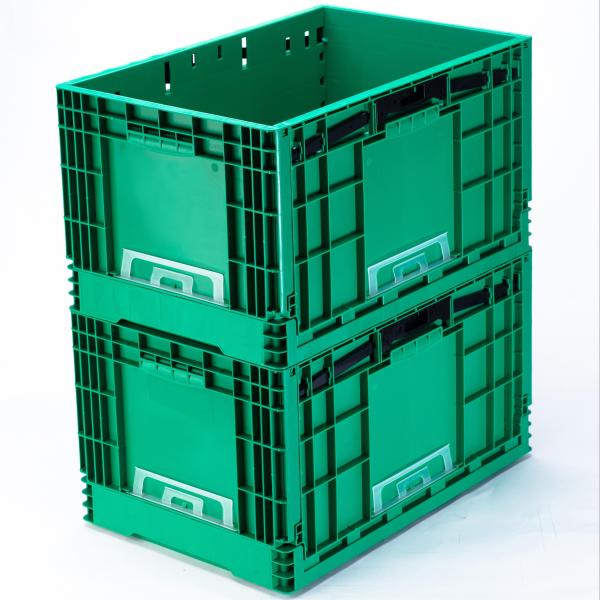 China Recyclable Mesh Style Stackable Plastic Solid Box Attached Lid for Logistic Transport factory