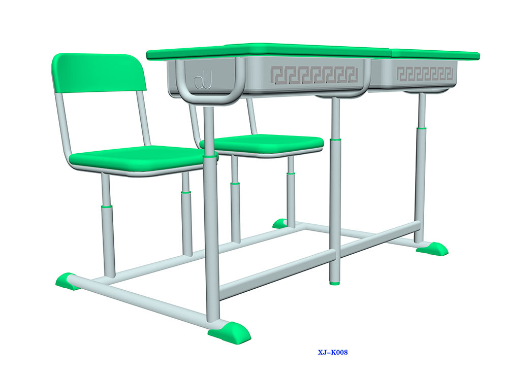 Mint Green Student Desk And Chair Set HDPE Iron Adjustable School Furniture