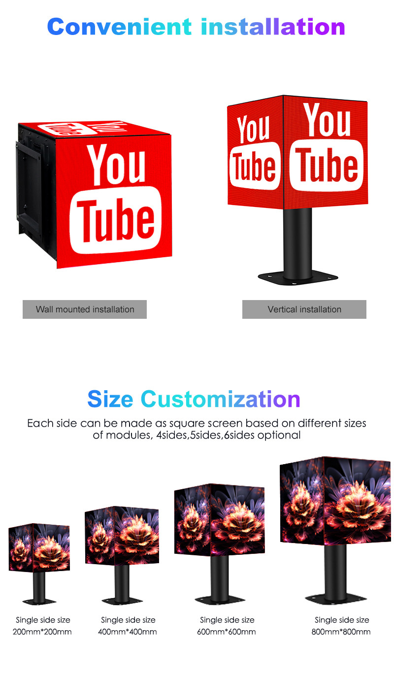 Outdoor Waterproof Advertising Led Cube Screen , P2.5 Pixel Led Cube Display