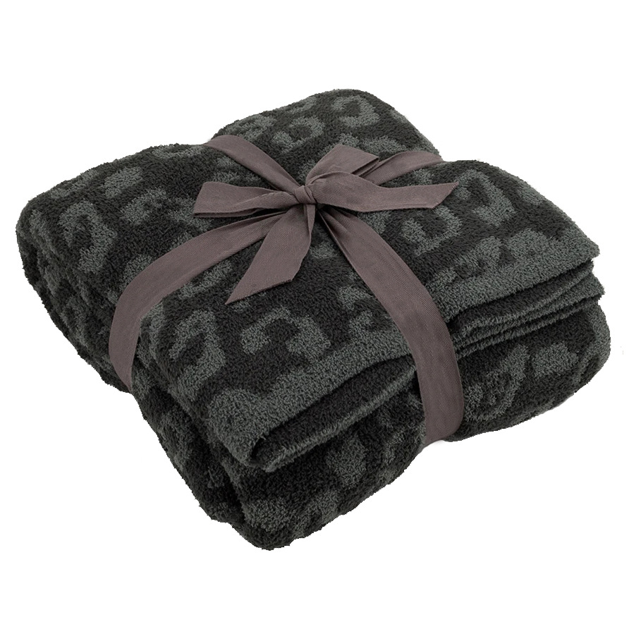Home Appliance Comfortable Knitted Throw Blanket with Leopard Zebra Print in 22 Colors