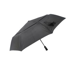 China 3 Fold Black Vented Auto Open Auto Close Umbrella Strong Windproof With LED In Handle on sale