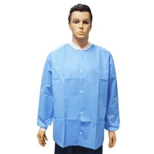 China 25GSM Nonwoven Disposable Non Eo Sterile Medical Lab Coat with Pockets and Mao Collar factory