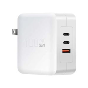100W GaN Wall Charger with Dual USB-C and USB-A US Plug