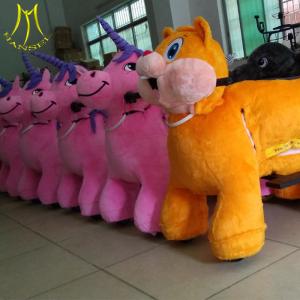 China Hansel children amusement machine indoor plush rocking horse ride unicorn electric bike for rent factory