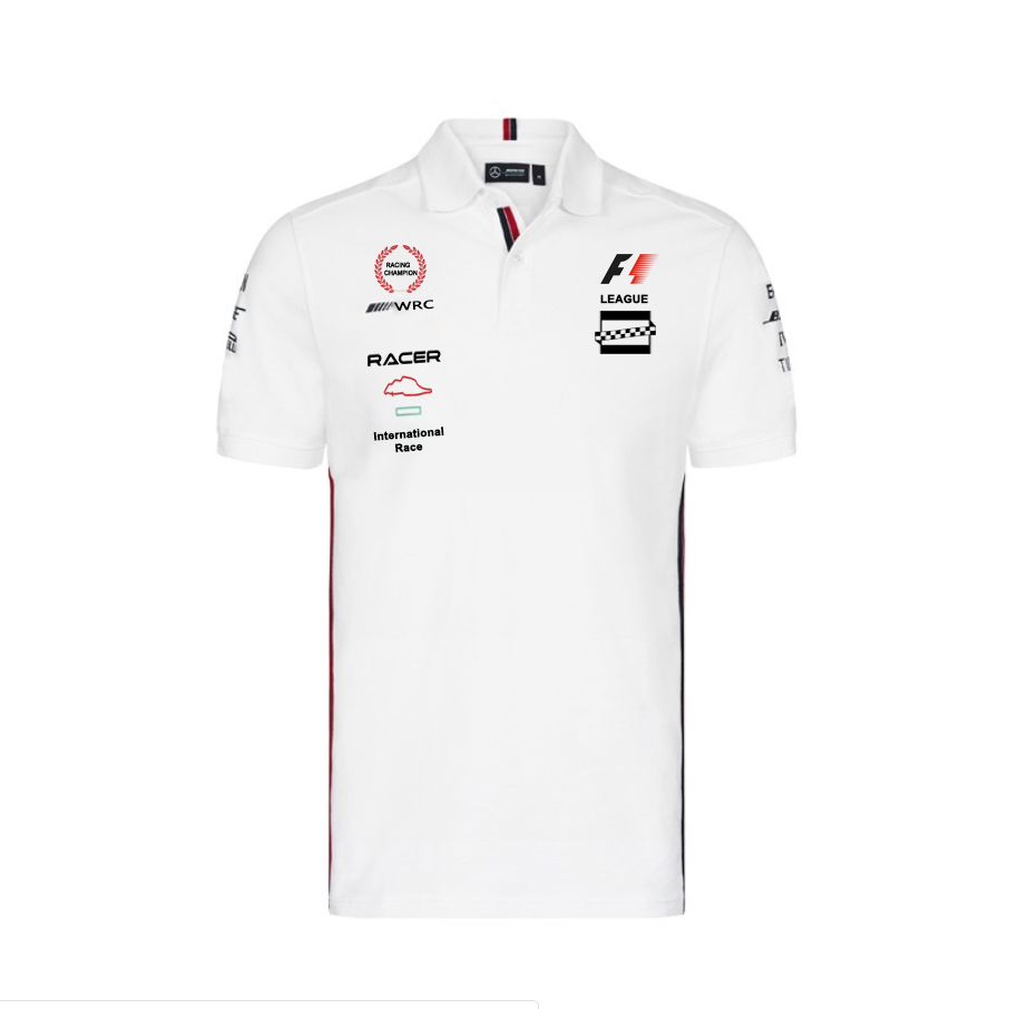 Custom Team Sublimated Racing Polo Shirt for Mens Short Sleeves White Motorcycle Plain