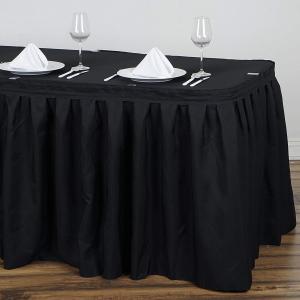 China Elegant Disposable Plastic Table Skirts With Built - In Adhesive Line factory