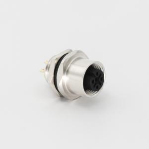 China Flange M12 Connector Female 5 Pin Panel Mounted Straight IEC 61076-2-101 factory
