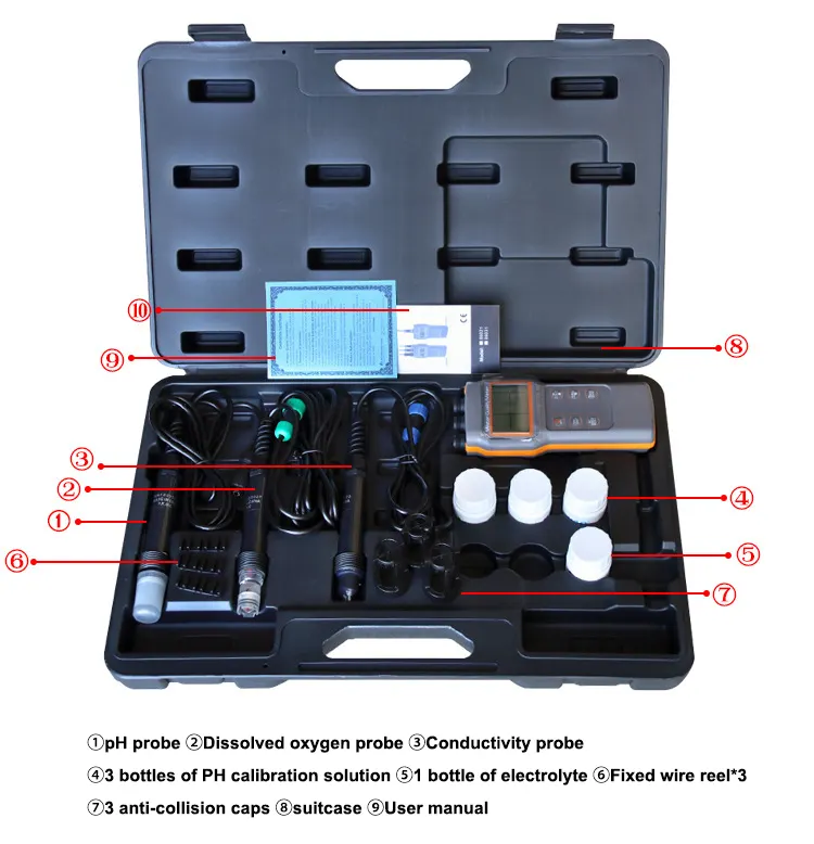 Combo 5 in 1 PH/COND./D.O/TEMP Water Meter For Aquaponic AZ86031 Portable Fish Pond IP67