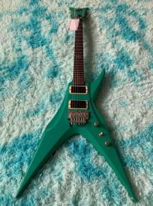 China 6 Strings Guitar 39 Inch V Shape Electric Guitar Neck Through Active Guitar Mahogany Wood Body Matte Pink Green Black Re factory