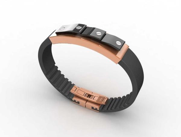 Top Quality Europe Fashion Stainless Steel Genuine Leather Silicone Bangle
