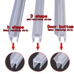PVC Transparent Glass Shower Door Seal Strip H Shape Bathroom Water Retaining