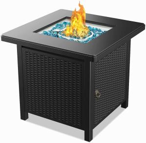 China Crater Rectangle Tabletop Fire Pit 28 Inch Steel With Cover Lid factory
