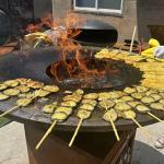 Outdoor Kitchen Corten Steel Charcoal / Wood BBQ Grill With Removable Ash