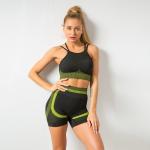 S M L Gym Shorts And Sports Bra Set Sexy Strappy Seamless Set Sexy Mesh