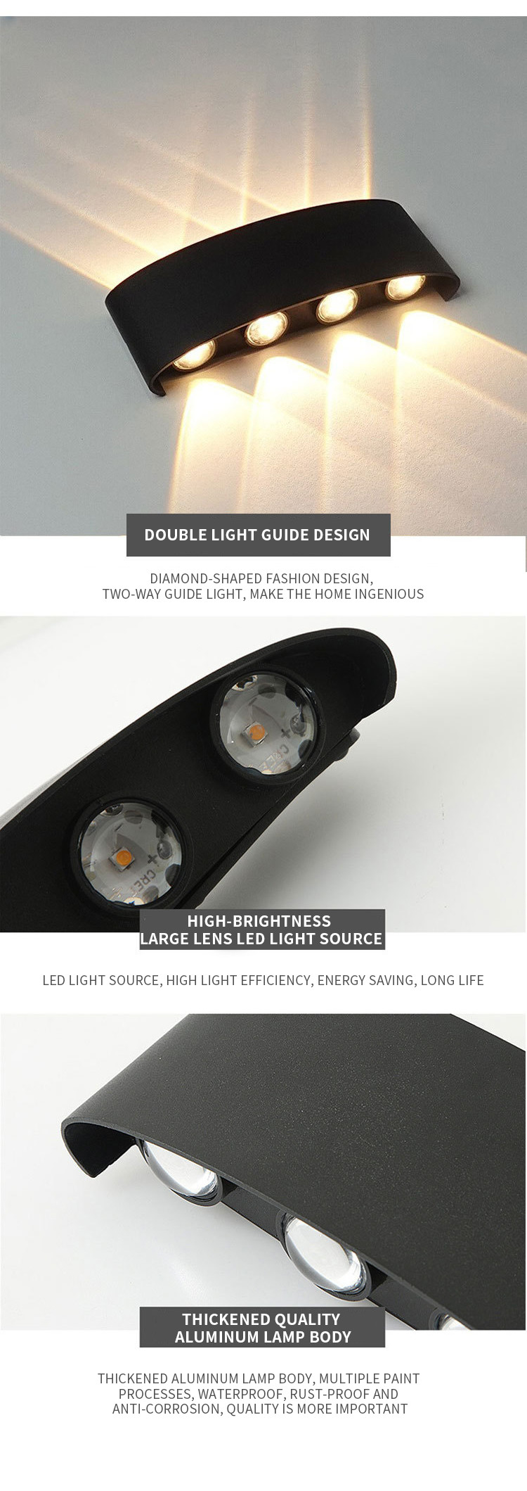4w 6w Wall Lamp Ac85-265v sand black / sand white 3000k/6000k Aluminum + Acrylic