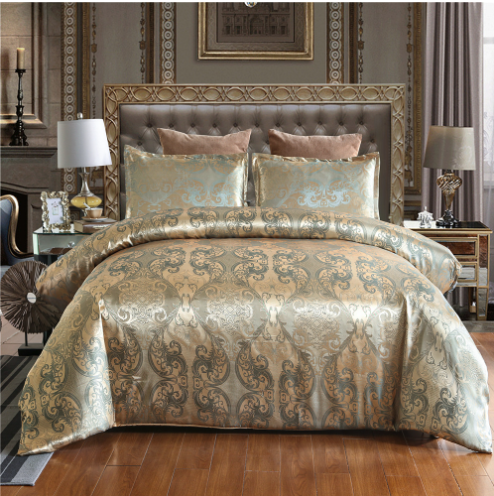 European Style Embroidery Satin Bedding Set 3 Piece Duvet Cover Bed Sheet Pillow Case