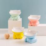 Candy Colored Tableware Pet Ceramic Bowl Non Toxic 15deg Tilt Angle Ceramic Dog