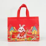 Gift New Year Non Woven Bags With Printed Logo Reusable Tote Cartoon Shopping