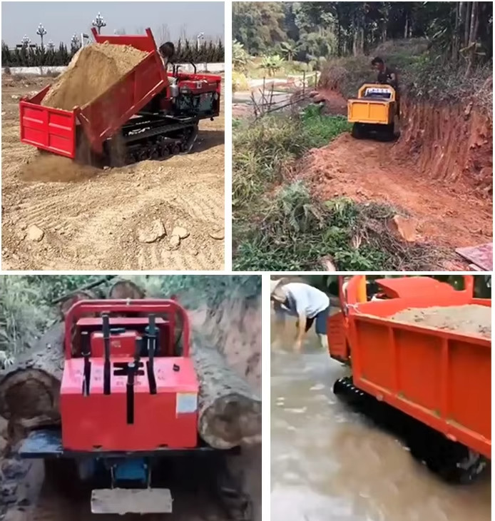 Self Loading 1.5 Ton Automatic Rubber Tracks Transporter Dumper For Transport