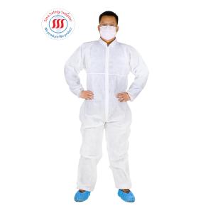 China Laboratory Disposable PP Non Woven Coverall With Collar For Cleaning Room factory