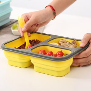 China Rectangular Silicone Snack Box , Durable Collapsible Food Storage Container factory