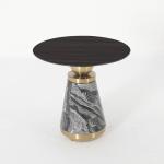 Living Room Round Small Stainless Steel End Table With Brushed Gold Natural