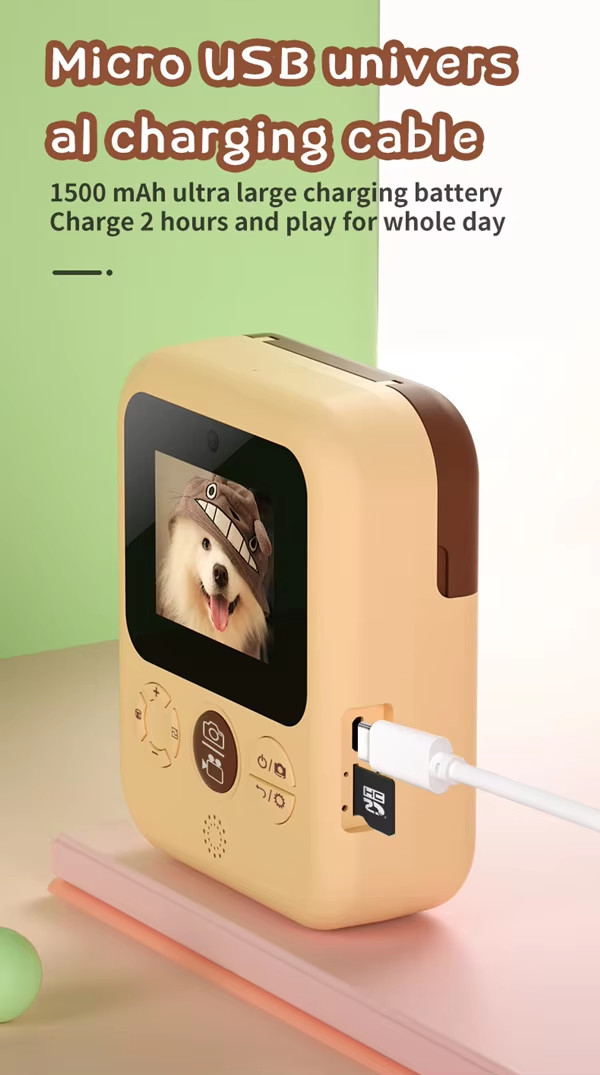 Small Compact Childrens Printable Camera Selfie Digital 1080P Thermal
