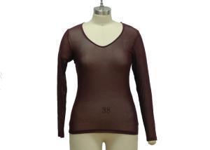 China Sexy Perspective Women'S Slim Fit T Shirts , Mesh 100 Polyester Long Sleeve Shirts factory