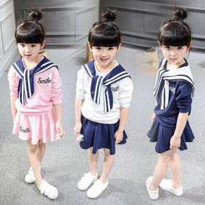 China 2016 Kid Girl Clothes Navy Sport Cute Style Clothing Set 2pcs Summer Top + Fashion Skirt factory