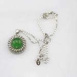 925 Silver Green Chalcedony Cubic Zirocnia Enhancer Pendant Necklace (P19)