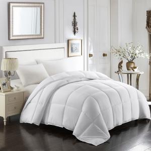 China White Polyester Stitched Bedding Set Microfiber Comforter All Season Lightweight Box factory