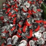 Cast Iron Pu Swivel Heavy Duty Casters 6 Inch Red Solid Industrial Wheel No
