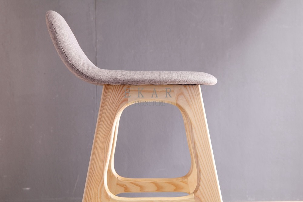 Ash Wood Fabric Modern High Wooden Bar Chair
