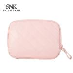 Double Zipper Pink PU Leather Square Travel Makeup Bag