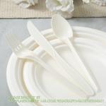 Compostable Cutlery Set Eco-Friendly Heavy Duty Utensils (50 Forks, 50 Spoons,