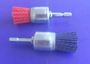 China Clean Sand Nylon Abrasive End Brush 25mm Outer Diameter With 6mm Hex Shank factory