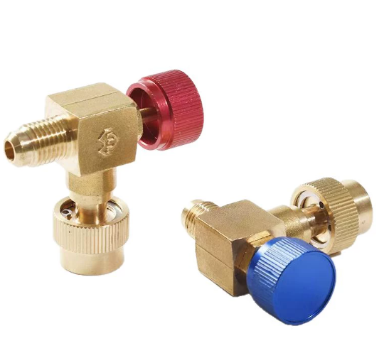 90° Brass Refrigerant Safety Valve with Anti-Freeze Grip for R32 R410A