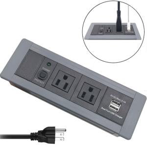 China America Desktop Clamp Power Strip 2outlet and 2USB ETL passed factory