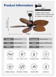Household 52 Inch Palm Leaf ABS 5 Blades DC Motor Modern Home Decor Mute Bldc