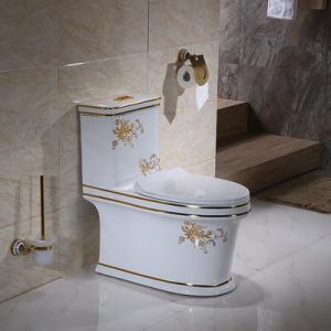 China One Piece Flush And Soft Closing Toilet Bathroom Ceramic Golden factory