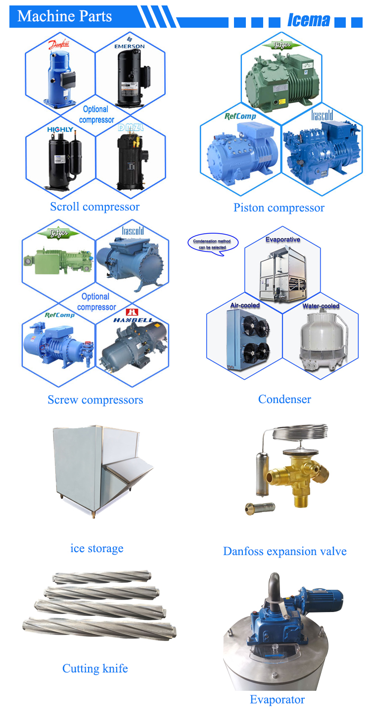 5T 8T 10T Freshwater Flake Ice Machine 15T 20T 25T 30T Industrial Flake Ice Machines