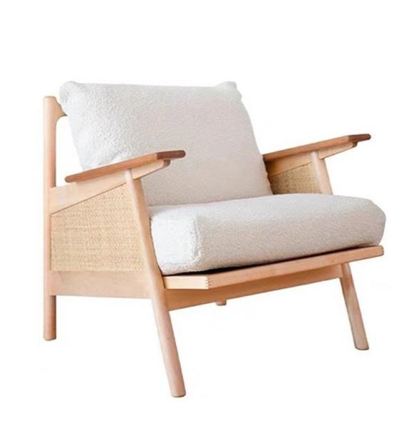 Home Furniture General Nordic Lounge Wood Sofa Chair with Down Feather Cushion