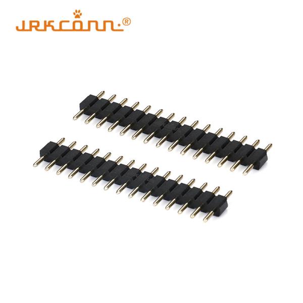 China Single Row 2.54mm Pitch Pin Header 180 Degree Brass Terminals Right Angle Header Connector factory